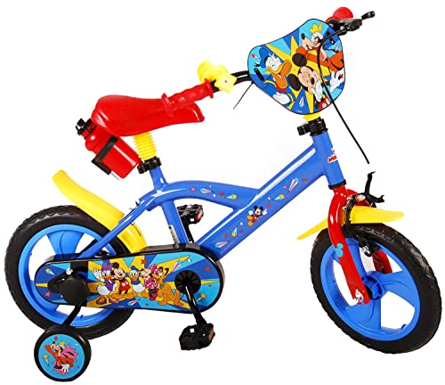 albri Babys (Jungen) Bici Bambino Di Pollici Mickey Kinderfahrrad 12 Zoll mit seitlichen Stabilisatoren und Trinkflasche, Rot und Blau, Piccola von albri