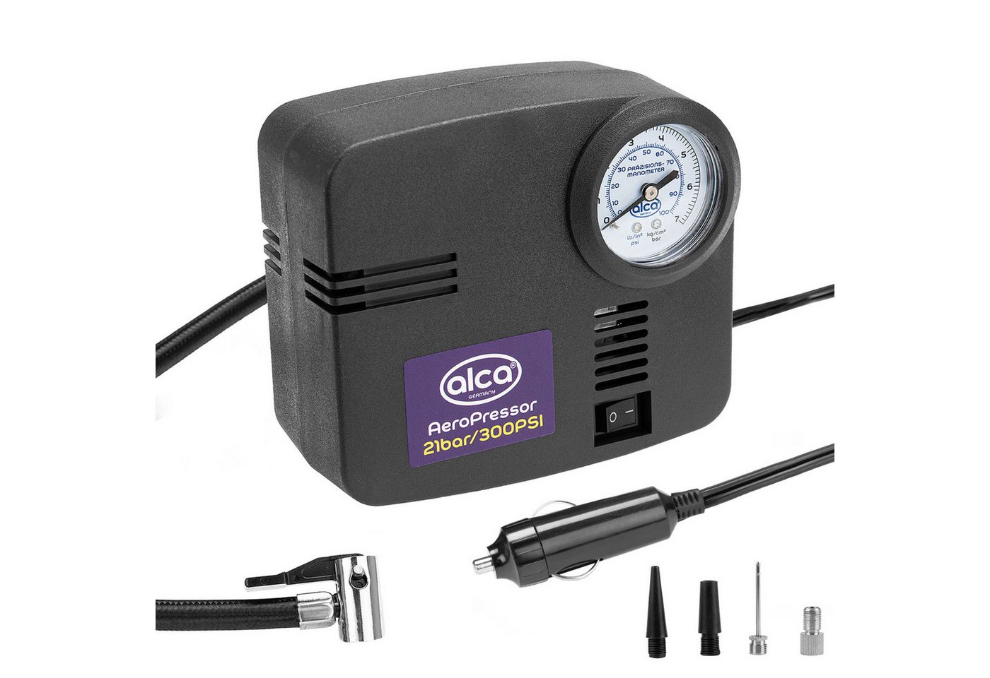 alca Kompressor Auto Kompressor mini 12V elektr. Luftpumpe 21 bar Zigarettenanzünder, 144 W, max. 7 bar, Set alca Kompressor Auto Kompressor mini 12V elektr. Luftpumpe 21 bar Zigarettenanzünder, 144 W, max. 7 bar, Set von alca