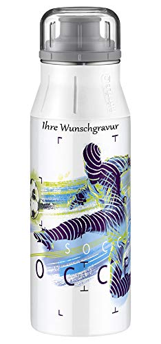 alfi Edelstahl-Trinkflasche 'elementBottle' 0,6 L, mit Namensgravur (Fussball, 0,6 l) von alfi