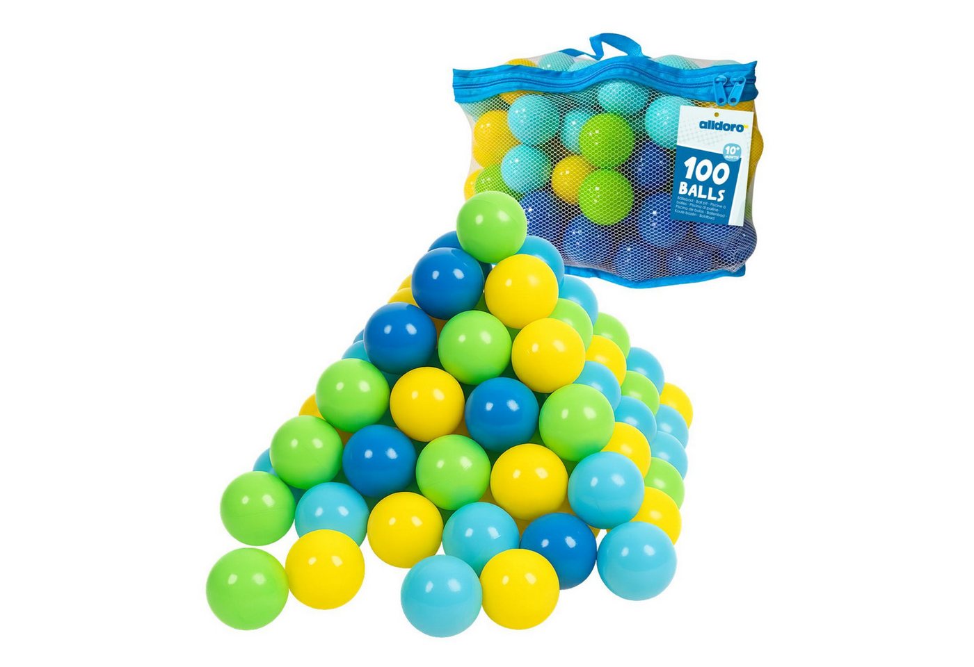 alldoro Bällebad-Bälle 60382, 100 bunte Bälle aus Kunststoff, Ø 6 cm, inkl. Tragetasche alldoro Bällebad-Bälle 60382, 100 bunte Bälle aus Kunststoff, Ø 6 cm, inkl. Tragetasche von alldoro