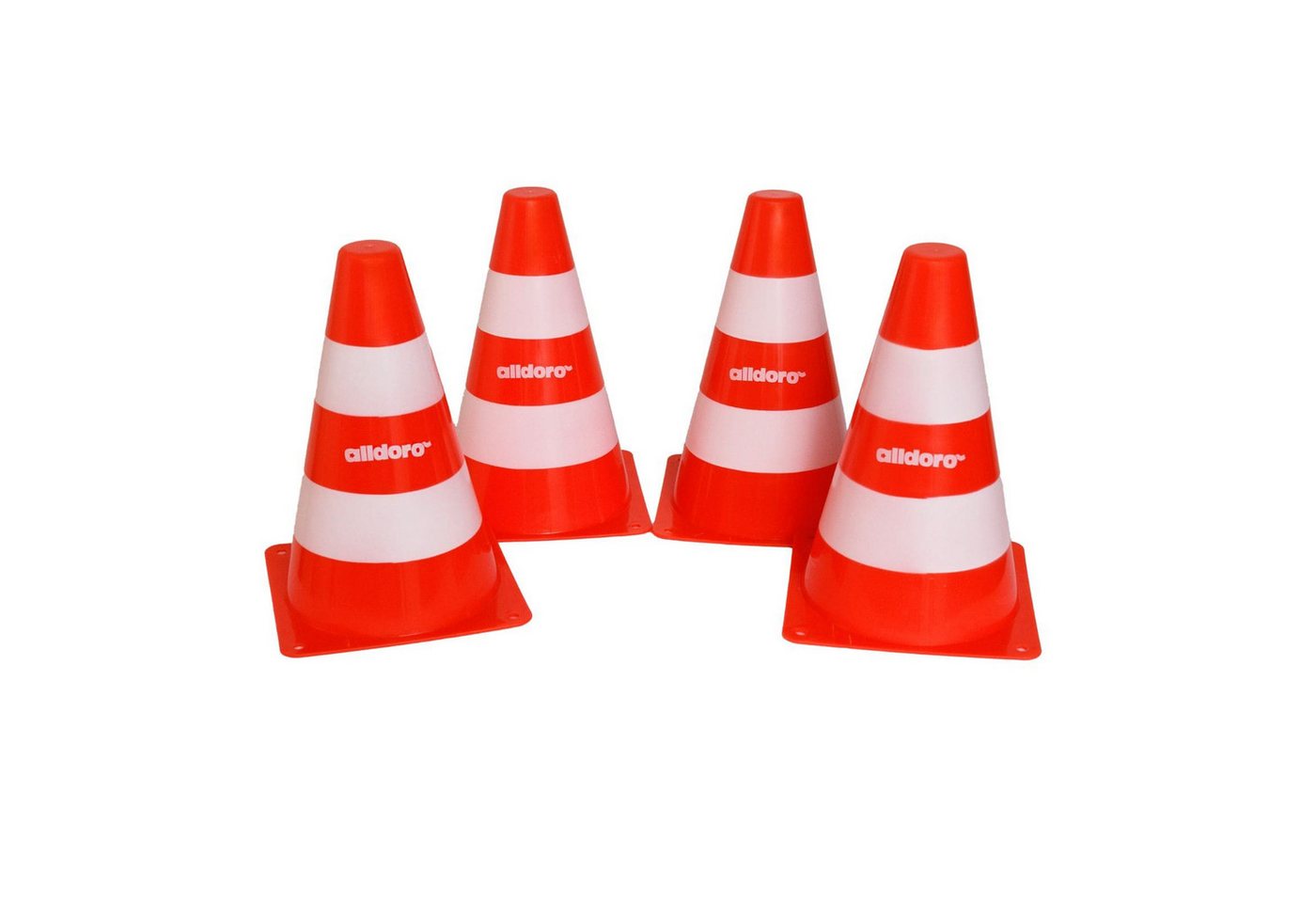 alldoro Pylonen 60090, 4 Warnkegel in orange-weiß, je 17 x 13 x 13 cm, stapelbar alldoro Pylonen 60090, 4 Warnkegel in orange-weiß, je 17 x 13 x 13 cm, stapelbar von alldoro