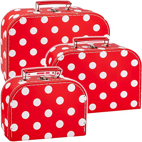alles-meine.de GmbH 1 Stück Kinderkoffer/Koffer - KLEIN - Punkte - rot & weiß - ideal für Spielzeug und als Geldgeschenk - Mädchen & Jungen - Kinder & Erwachsene - Pappe .. von alles-meine.de GmbH