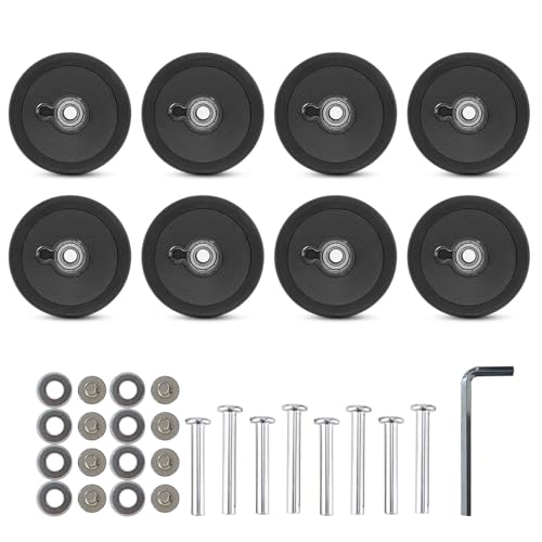 Kofferrad-Ersatzrad, 55 mm, schwarzes Gummirad mit 2 Achsen, glattes Rad für beschädigte Trolleyreparatur, 8 Stück von alloneslife