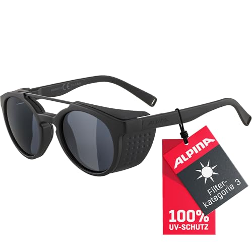 ALPINA GLACE - Verspiegelte und Bruchsichere Sonnenbrille Mit 100% UV-Schutz Für Erwachsene, all black matt, One Size von ALPINA