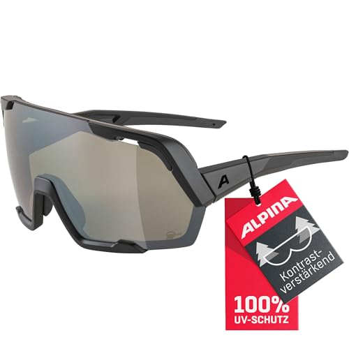 ALPINA ROCKET BOLD Q-LITE - Verspiegelte, Kontrastverstärkende & Beschlagfreie Sport- & Fahrradbrille Mit 100% UV-Schutz Für Erwachsene, black matt, One Size von ALPINA