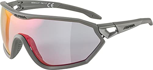 ALPINA S-WAY QV - Kontrastverstärkende, Selbsttönende & Beschlagfreie Sport- & Fahrradbrille Mit 100% UV-Schutz Für Erwachsene, moon-grey matt, One Size von ALPINA