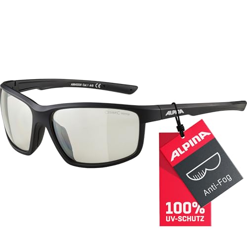 ALPINA DEFEY - Verspiegelte und Bruchsichere Sport- & Fahrradbrille Mit 100% UV-Schutz Für Erwachsene, black matt, One Size von ALPINA