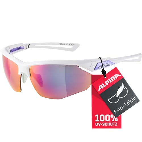 ALPINA NYLOS HR - Verspiegelte und Bruchsichere Sport- & Fahrradbrille Mit 100% UV-Schutz Für Erwachsene, white-purple gloss, One Size ALPINA NYLOS HR - Verspiegelte und Bruchsichere Sport- & Fahrradbrille Mit 100% UV-Schutz Für Erwachsene, white-purple gloss, One Size von ALPINA