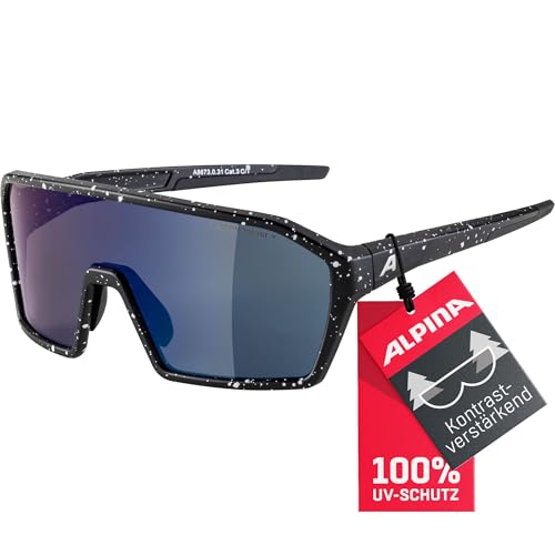 ALPINA RAM Q-LITE - Verspiegelte, Kontrastverstärkende & Beschlagfreie Sport- & Fahrradbrille Mit 100% UV-Schutz Für Erwachsene, black blur matt, One Size von ALPINA