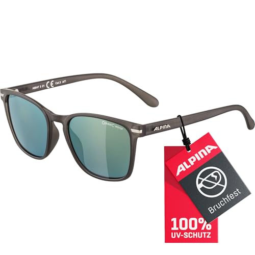 ALPINA YEFE - Verspiegelte und Bruchsichere Sonnenbrille Mit 100% UV-Schutz Für Erwachsene, grey transparent matt, One Size von ALPINA