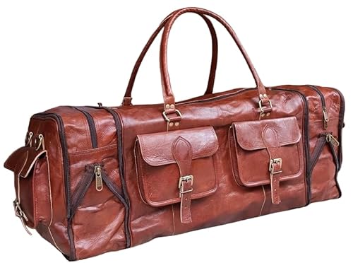 Handgefertigte Vintage-Reisetasche aus Leder, Reisetasche,Sporttasche, Wochenende, Übernachtung, Herren-Reisetasche, 76,2 cm, Braun, Ledertasche Handgefertigte Vintage-Reisetasche aus Leder, Reisetasche,Sporttasche, Wochenende, Übernachtung, Herren-Reisetasche, 76,2 cm, Braun, Ledertasche von american blue