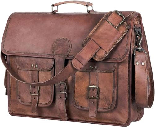 echtes Leder umhängetasche Laptop Aktentasche Arbeit Schulter Crossbody Koffer Handtasche für männer (15X11X4 Länge X Höhe X Breite) von american blue