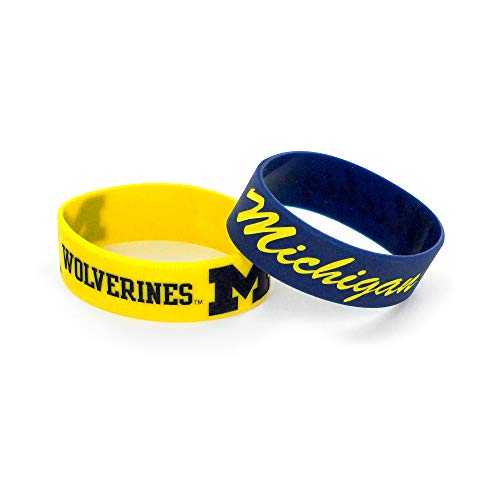 aminco NCAA Michigan Wolverines Silikon-Gummi-Armband, 2 Stück von aminco