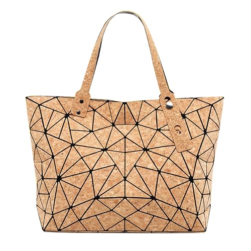 Kork-Handtasche für Damen, Geometrische Handtaschen Umhängetasche Schultertaschen Vielseitig Top Fashion Leuchtende Taschen Für Frauen Beige von aolaso