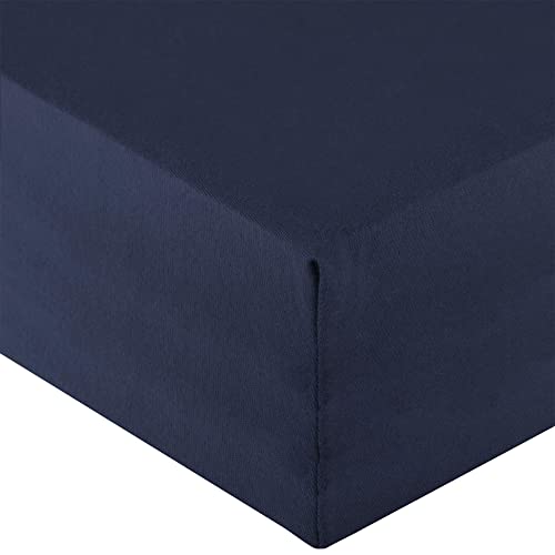 aqua-textil Royal XL Spannbettlaken Boxspringbett Wasserbett 200x220-220x240 cm dunkel blau 210g/qm Jersey Mako Baumwolle Elasthan Spannbetttuch von aqua-textil