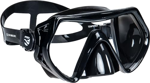 AQUAZON RS1 Schnorchelmaske für Erwachsene - Professionelle Qualität, Anti Fog Glas, Liquid Silikon Maskenband und Maskenkörper, Farbe:schwarz von aquazon