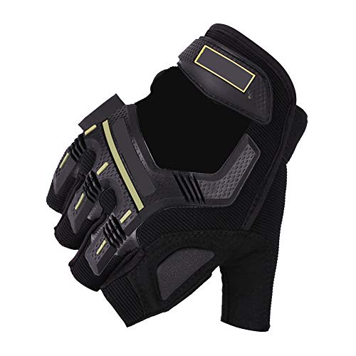 aqxreight Halbfinger-Handschuhe für Motorradrennen Zum Radfahren, Skaten, Klettern, Atmungsaktive Anti-Rutsch-Handschuhe (Schwarzgelb XL) von aqxreight