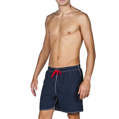 arena Herren Badeshortss Fundamentals Solid Boxer (Schnelltrocknend, Kordelzug, Weiches Material), blau (Navy-Red), XXL von ARENA