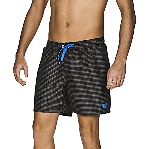 arena Herren Badeshorts Yarn Dyed Boxer (Schnelltrocknend, Kordelzug, Seitentaschen, Weiches Material), Black-White (501), XL von ARENA