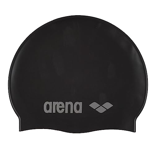 ARENA Kinder Badekappe Classic Silicone Schwimmkappe, Black-Silver (55), Einheitsgröße EU von ARENA