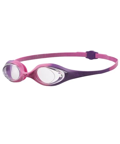 arena Spider Junior Schwimmbrille für Kinder, Schwimmbrille mit Anti-Beschlag und UV-Schutz, Selbstjustierender Nasensteg, Hypoallergene Silikondichtungen, Violet-Clear-Pink von ARENA