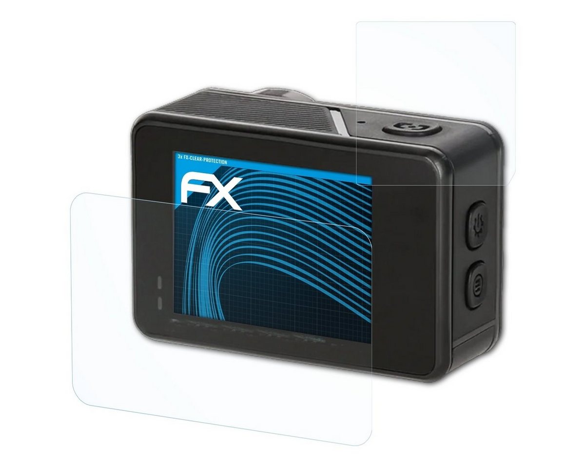 atFoliX Schutzfolie Displayschutz für Rollei Actioncam 11S Plus, (3er Set), Ultraklar und hartbeschichtet von atFoliX