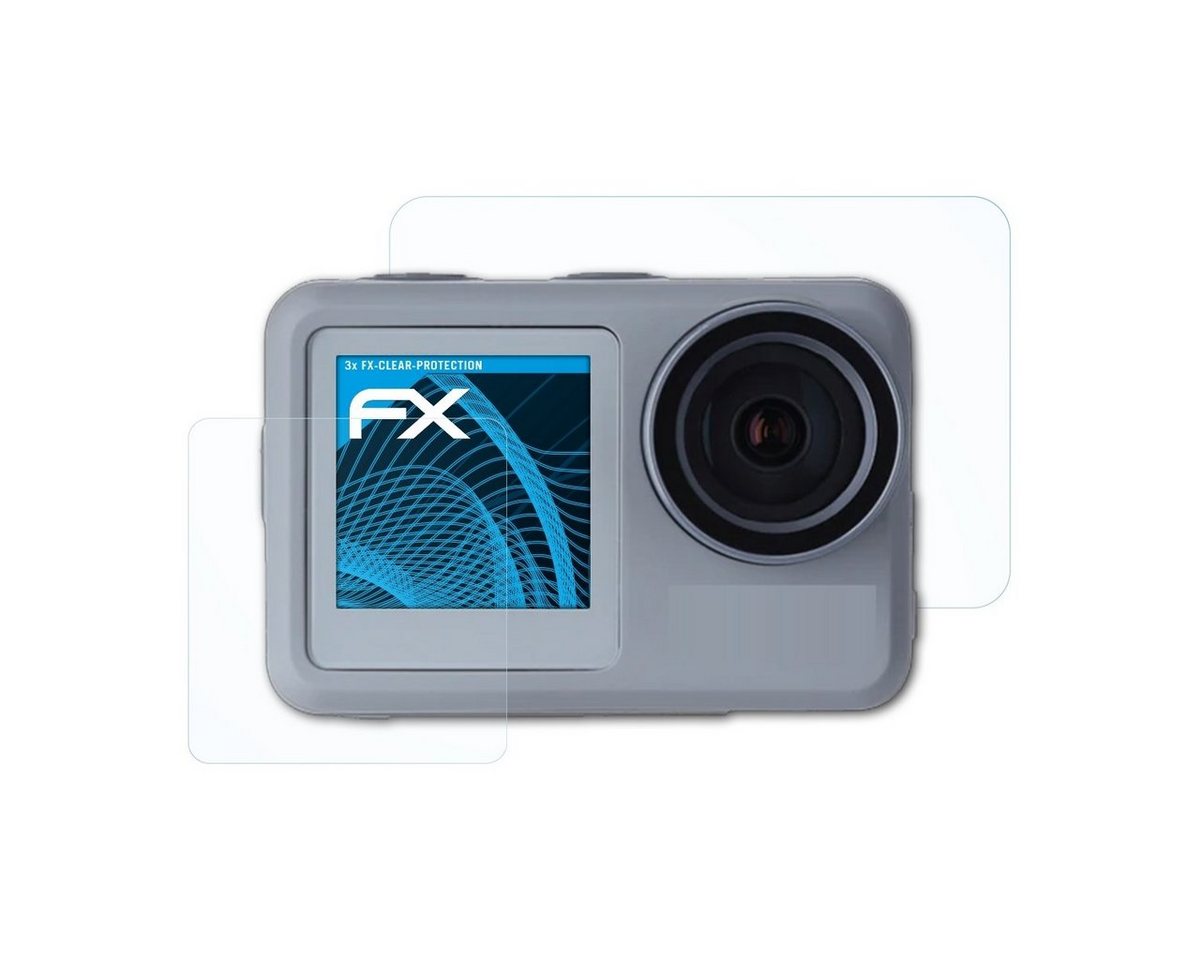 atFoliX Schutzfolie Displayschutz für Rollei Actioncam 9S Plus, (3er Set), Ultraklar und hartbeschichtet von atFoliX