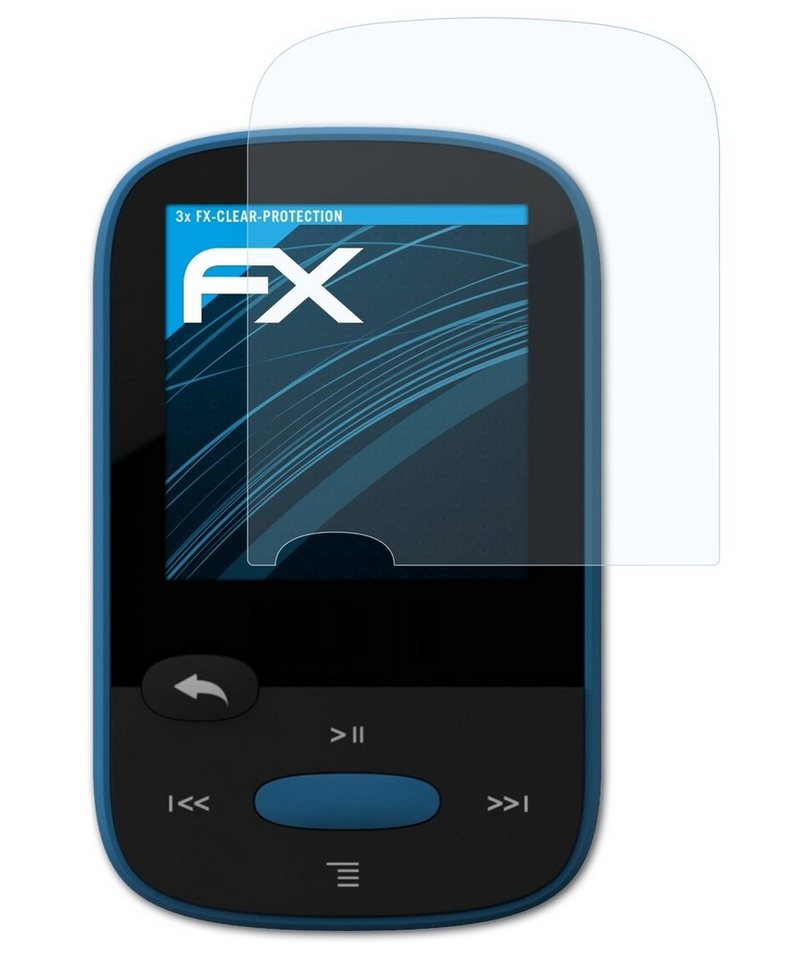 atFoliX Schutzfolie Displayschutz für Sandisk Clip Sport, (3 Folien), Ultraklar und hartbeschichtet von atFoliX