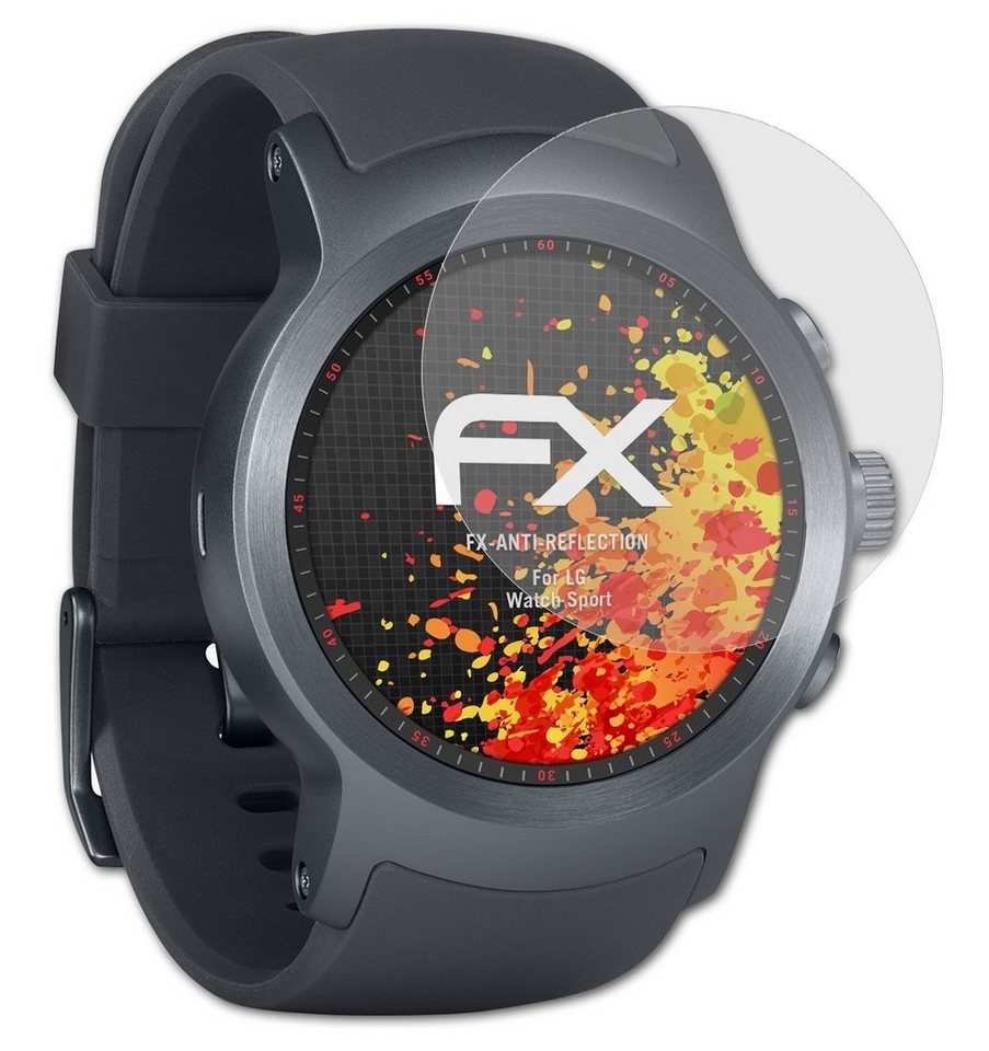 atFoliX Schutzfolie für LG Watch Sport, (3 Folien), Entspiegelnd und stoßdämpfend von atFoliX