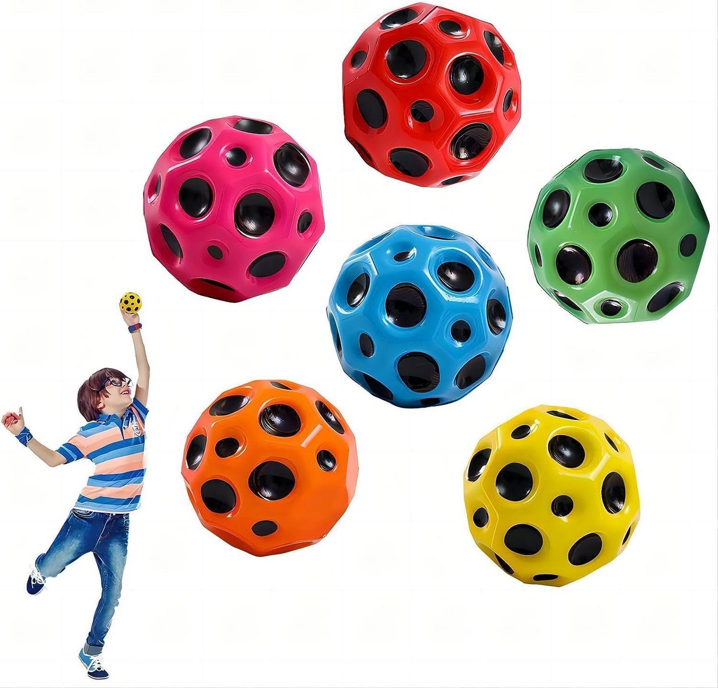 autolock Spielball 6PCS Astro Jump Ball,Moon Ball,Kids Party Gift (6PCS) (Moon Ball, Kids Party Gift (3-6PCS), Springender Gummiball Sprünge Gummiball von autolock