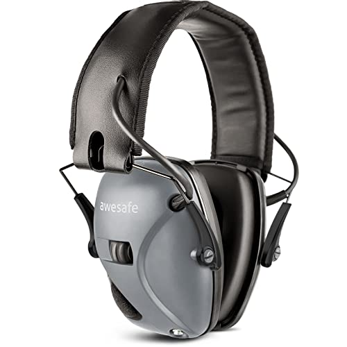 awesafe Elektronischer Schieß-Ohrenschützer, GF01 Lärmminderung Klangverstärkung Elektronischer Gehörschutz, Gehörschutz, NRR 22 dB, Ideal zum Schießen und Jagen (Grau) von awesafe