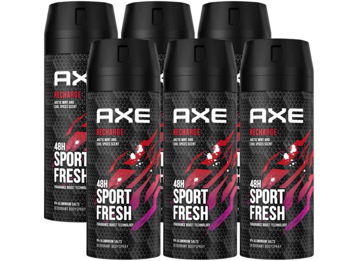 axe Deo-Set AXE Bodyspray Recharge Sport Fresh 6x 150ml Deo ohne Aluminium von axe
