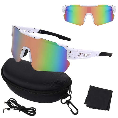 badaren Sonnenbrillen Fahrradbrille, Polarisiert Fahrradbrille, Sportbrille-Sonnenbrille, UV 400-Schutz, Wind- Und Sanddicht, Geeignet für Laufen im Freien, Golf, Angeln und Radfahren von badaren