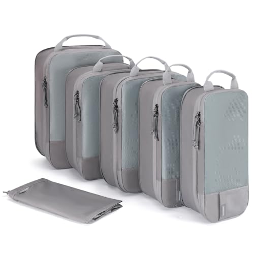 BAGSMART Kleidertaschen Set 6 Teilig packtaschen Kompression Packwürfel Set mit Wäschesack für Rucksack,reise organizer,Koffer Organizer auf Travel von bagsmart