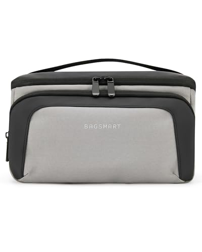 BAGSMART Kulturbeutel für Herren, Reisetasche mit weiter Öffnung für Toilettenartikel, Dopp Kit, Wasserabweisende Rasierhygienetasche für Badezimmerdusche Grau von bagsmart