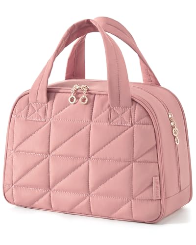 BAGSMART Kulturtasche Damen, Große Reise Kulturbeutel, Bauschige Kosmetiktasche, Reisetasche für Makeup Bag und Kosmetik mit Griff, Rose BAGSMART Kulturtasche Damen, Große Reise Kulturbeutel, Bauschige Kosmetiktasche, Reisetasche für Makeup Bag und Kosmetik mit Griff, Rose von bagsmart