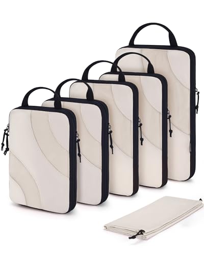 BAGSMART Packing Cubes Compression, Kleidertaschen, 6-teilig Koffer Organizer, Packtaschen Erweiterbar Kofferorganizer, Packwürfel Kompression, Travel Organizer für Urlaub und Reisen, Elfenbein BAGSMART Packing Cubes Compression, Kleidertaschen, 6-teilig Koffer Organizer, Packtaschen Erweiterbar Kofferorganizer, Packwürfel Kompression, Travel Organizer für Urlaub und Reisen, Elfenbein von bagsmart
