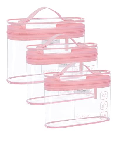 BAGSMART TSA-zugelassener Kulturbeutel, 2er-Pack transparenter Make-up-Kosmetikbeutel-Organizer, Reisetasche in Quart-Größe für Toilettenartikel, Reisezubehör fürs Handgepäck, Rosa, 3 Stück BAGSMART TSA-zugelassener Kulturbeutel, 2er-Pack transparenter Make-up-Kosmetikbeutel-Organizer, Reisetasche in Quart-Größe für Toilettenartikel, Reisezubehör fürs Handgepäck, Rosa, 3 Stück von bagsmart