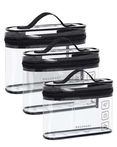 BAGSMART TSA-zugelassener Kulturbeutel, 2er-Pack transparenter Make-up-Kosmetikbeutel-Organizer, Reisetasche in Quart-Größe für Toilettenartikel, Reisezubehör fürs Handgepäck, Schwarz, 3 Stück BAGSMART TSA-zugelassener Kulturbeutel, 2er-Pack transparenter Make-up-Kosmetikbeutel-Organizer, Reisetasche in Quart-Größe für Toilettenartikel, Reisezubehör fürs Handgepäck, Schwarz, 3 Stück von bagsmart