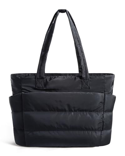 bagsmart Handtasche Damen 27L, Große Wasserdichte Puffy Tote Bag Sporttasche Tragbarer Laptop UmhäNgetasche Mit FäChern und ReißVerschluss Trolley-Abdeckung füR Arbeit, Reisen, Fitness, Schwarz bagsmart Handtasche Damen 27L, Große Wasserdichte Puffy Tote Bag Sporttasche Tragbarer Laptop UmhäNgetasche Mit FäChern und ReißVerschluss Trolley-Abdeckung füR Arbeit, Reisen, Fitness, Schwarz von bagsmart
