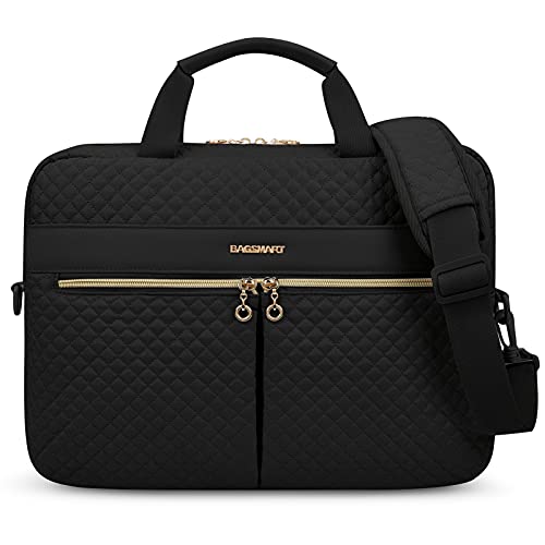 bagsmart Laptoptasche, 15,6-Zoll-Aktentasche für Frauen, große Laptoptasche, Computertasche, Büro, Reisen, Geschäft,Schwarz von bagsmart