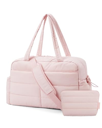 bagsmart Reisetasche Sporttasche Damen, 31L Wasserabweisend Puffer Handgepäck Tasche Weekender Bag Gesteppt Laptop-Handgepäck mit Kosmetiktasche, Kliniktasche Geburt für Gym, Fitness, Arbeit, Rosa bagsmart Reisetasche Sporttasche Damen, 31L Wasserabweisend Puffer Handgepäck Tasche Weekender Bag Gesteppt Laptop-Handgepäck mit Kosmetiktasche, Kliniktasche Geburt für Gym, Fitness, Arbeit, Rosa von bagsmart
