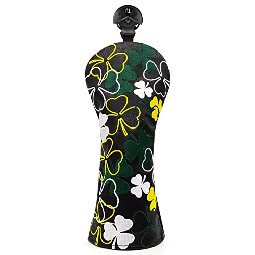 Lucky Shamrock Golf Hybrid Rescue Club Schlägerhaube – Schwarz Leder Golfschläger Schutzhülle für Golfschläger – austauschbar # 2 3 4 5 6 UT Utility Woods Head Cover passend für Mizuno, Taylormade Lucky Shamrock Golf Hybrid Rescue Club Schlägerhaube – Schwarz Leder Golfschläger Schutzhülle für Golfschläger – austauschbar # 2 3 4 5 6 UT Utility Woods Head Cover passend für Mizuno, Taylormade von barudan golf