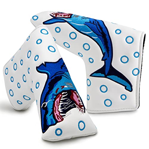 Shark Golfschläger-Kopfhaube, magnetisch, für Golfschläger, passend für Blade Style Putter – Kunstleder-Putterabdeckung für Scotty Cameron Select Newport Series Putter Shark Golfschläger-Kopfhaube, magnetisch, für Golfschläger, passend für Blade Style Putter – Kunstleder-Putterabdeckung für Scotty Cameron Select Newport Series Putter von barudan golf