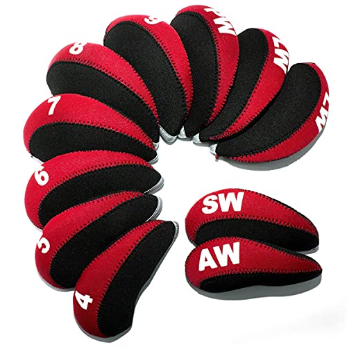 barudan golf Schlägerhauben-Set für Golfschläger, 11-teilig, Neopren, geeignet für Taylormade Callaway PXG, leicht, Lob Wedge, Sand Wedge, 4-9 AW SW PW LW, passend für Tayormade M5 M6, rot/Black barudan golf Schlägerhauben-Set für Golfschläger, 11-teilig, Neopren, geeignet für Taylormade Callaway PXG, leicht, Lob Wedge, Sand Wedge, 4-9 AW SW PW LW, passend für Tayormade M5 M6, rot/Black von barudan golf
