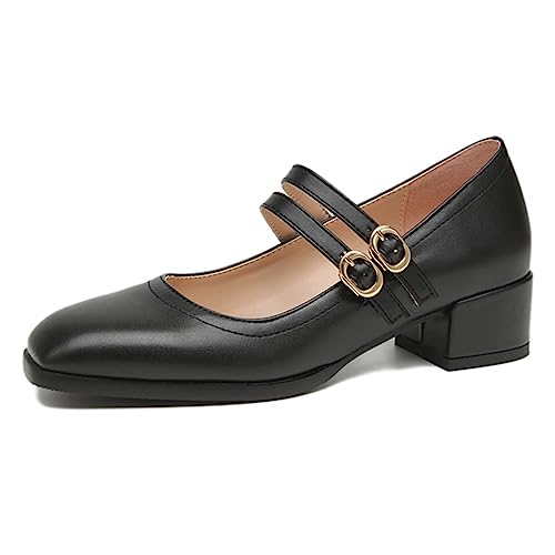 Klobige Absätze für Damen, niedrige Blockabsätze, geschlossene Zehen, Mary-Jane-Schuhe, Bequeme Pumps für Kleid, Büro, Kirche, mit doppelten Knöchelriemen,Schwarz,43 Klobige Absätze für Damen, niedrige Blockabsätze, geschlossene Zehen, Mary-Jane-Schuhe, Bequeme Pumps für Kleid, Büro, Kirche, mit doppelten Knöchelriemen,Schwarz,43 von bbruriy
