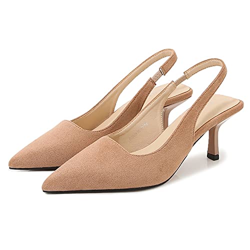 bbruriy Damen Slingback Kitten Heels Wildleder Geschlossene Spitze Zehe Niedrige Absätze Slip on Elastischer Riemen Hochzeit Kleid Pumps Schuhe,Braun,39 bbruriy Damen Slingback Kitten Heels Wildleder Geschlossene Spitze Zehe Niedrige Absätze Slip on Elastischer Riemen Hochzeit Kleid Pumps Schuhe,Braun,39 von bbruriy