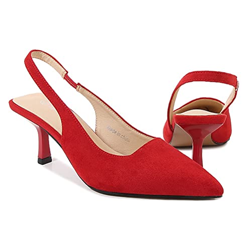 bbruriy Damen Slingback Kitten Heels Wildleder Geschlossene Spitze Zehe Niedrige Absätze Slip on Elastischer Riemen Hochzeit Kleid Pumps Schuhe,Rot,46 bbruriy Damen Slingback Kitten Heels Wildleder Geschlossene Spitze Zehe Niedrige Absätze Slip on Elastischer Riemen Hochzeit Kleid Pumps Schuhe,Rot,46 von bbruriy