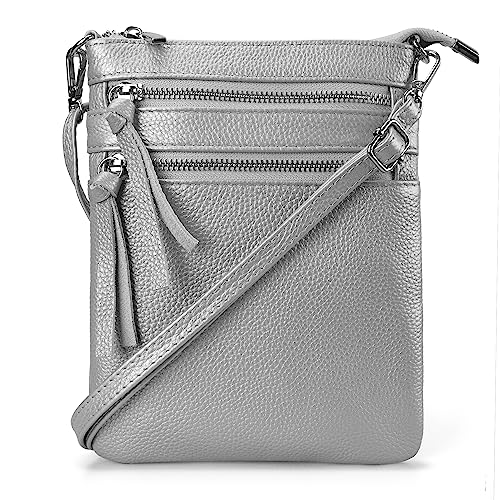 befen Umhängetasche Damen Klein, Echtleder Kleine Handtasche Damen Handy Umhängetasche mit Verstellbarem Langen Riemen Kleine Tasche Damen für Handy Karten Schlüssel Bargeld Portemonnaie, Silber befen Umhängetasche Damen Klein, Echtleder Kleine Handtasche Damen Handy Umhängetasche mit Verstellbarem Langen Riemen Kleine Tasche Damen für Handy Karten Schlüssel Bargeld Portemonnaie, Silber von befen