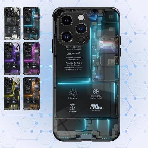 Circuit Board Glass Phone Case, for iPhone 15 14 13 12 11Pro Max Circuit Board Anti-Fall Mobile Phone Case, Sleek Motherboard Pattern Liquid Silicone Mobile Phone Case (Blue,13 ProMax) von behound